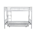 Full Xl Over Queen Metal Bunk Bed With Trundle, Silver Full Xl Silver Iron