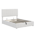 Full Size Upholstered Platform Bed With A Hydraulic Storage System White White Upholstered