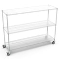 3 Tier Standing Shelf Units, 3000 Lbs Nsf Height Adjustable Metal Garage Storage Shelves With Wheels, Heavy Duty Storage Rack Metal Shelves Black 3T 2472 Chrome Chrome Iron Plastic