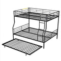 Full Xl Over Queen Metal Bunk Bed With Trundle, Black Full Xl Black Iron