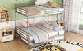 Full Xl Over Queen Metal Bunk Bed With Trundle, Silver Full Xl Silver Iron