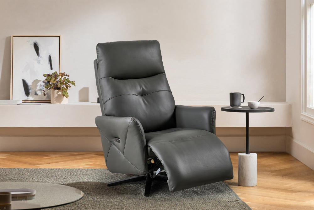 Recliner Chair With Dual Motoreuro Contemporary Designadjustable Headrest, 360 Swivel Usb Charge Port, Living Style Dark Brown Soft Foam Bonded Leather