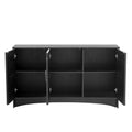 Curved Design Storage Cabinet With Three Doors And Adjustable Shelves, Suitable For Corridors, Entrances, Living Rooms, And Study 1 2 Shelves Black Mdf