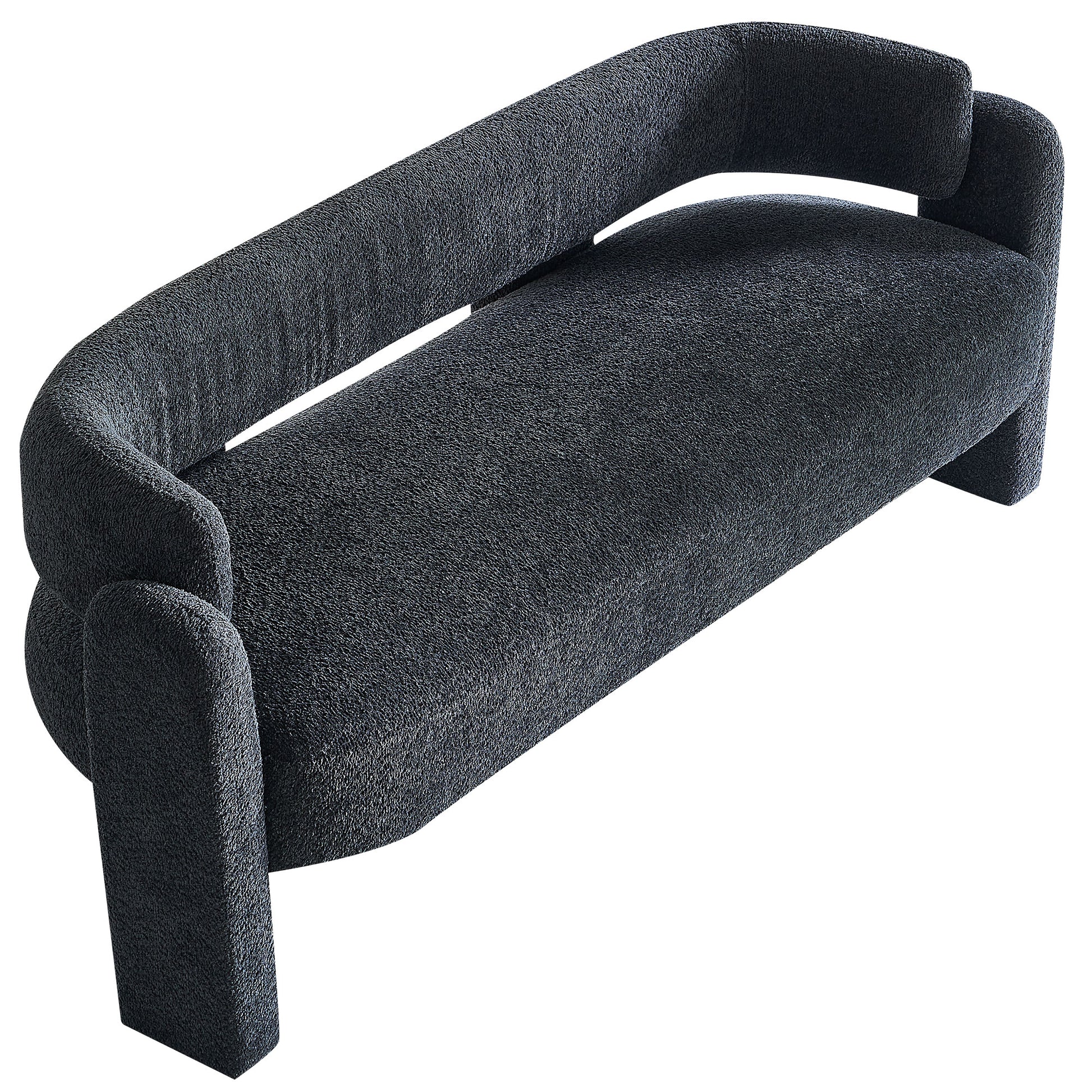 75.59" Wide Boucle Upholstery Modern Sofa For Living Room Dark Grey Dark Grey Polyester Wood Primary Living Space Tight Back Modern Rolled Arms Foam Boucle 1 Seat