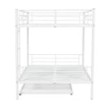 Full Over Full Metal Bunk Bed With Trundle, White White Iron