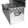 48 Inch Heavy Duty Silver Aluminum Stripes Plated Tool Long Box Pick Up Truck Bed Rv Trailer Toolbox Storage Organizer, Waterproof Underbody Tool Box Storage With Lock And Key 48