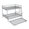 Full Xl Over Queen Metal Bunk Bed With Trundle, Silver Full Xl Silver Iron