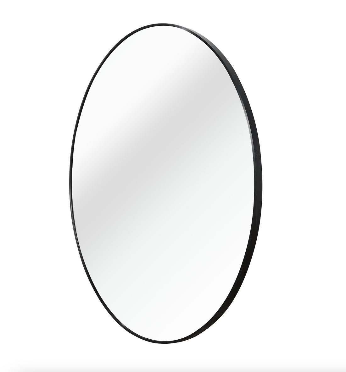 Black 42 Inch Metal Round Bathroom Mirror Black Classic Mdf Glass Aluminium Alloy