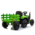 12V Kids Ride On Tractor With Trailer, Battery Powered Electric Car W Music, Usb, Music, Led Lights, Vehicle Toy For 3 To 6 Ages, Light Green Light Green Polypropylene