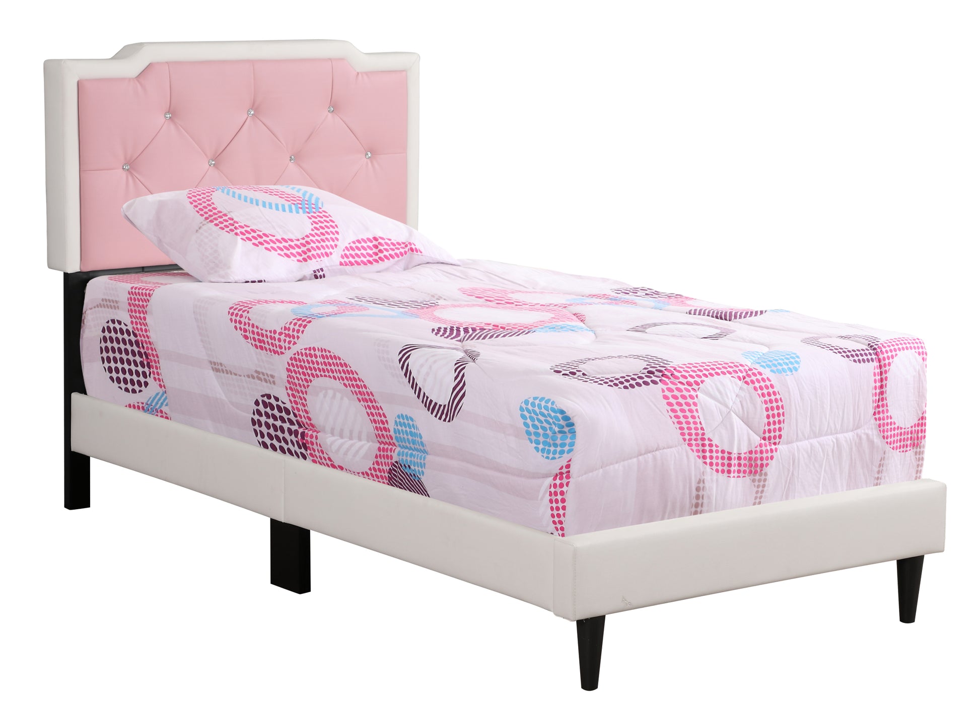 Deb G1122 Tb Up Twin Bed All In One Boxwhite And Pink Box Spring Required Twin White Foam Pu