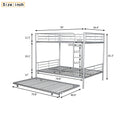 Full Over Full Metal Bunk Bed With Trundle, Silver Silver Iron