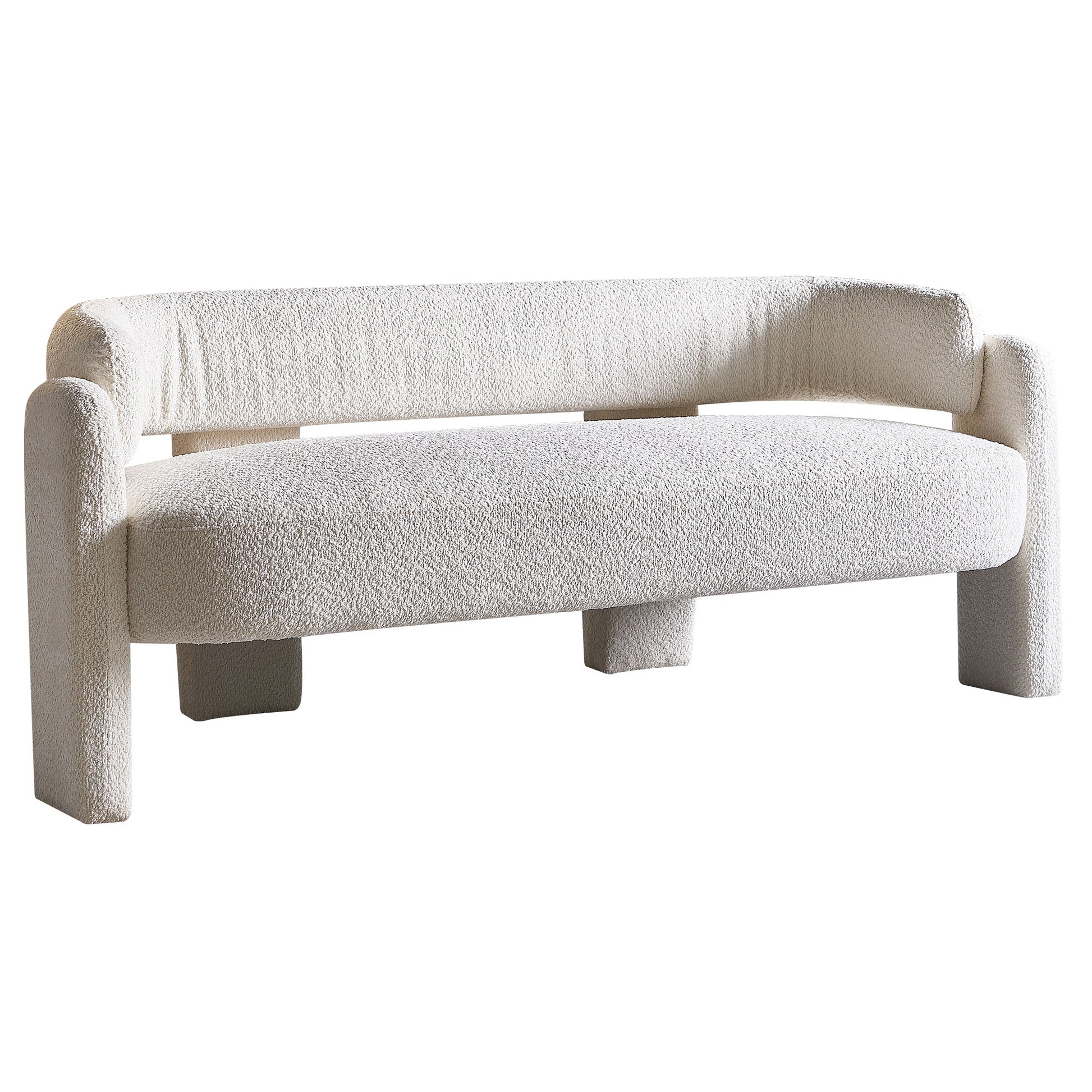 75.59" Wide Boucle Upholstery Modern Sofa For Living Room Beige Beige Polyester Wood Primary Living Space Tight Back Modern Rolled Arms Foam Boucle 1 Seat