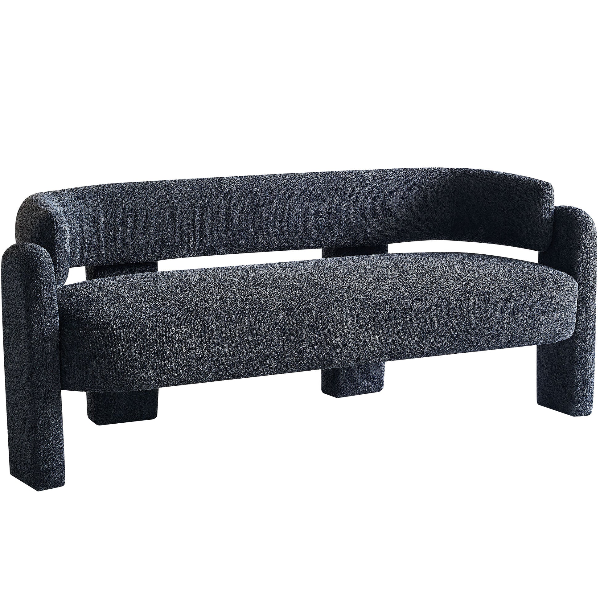 75.59" Wide Boucle Upholstery Modern Sofa For Living Room Dark Grey Dark Grey Polyester Wood Primary Living Space Tight Back Modern Rolled Arms Foam Boucle 1 Seat