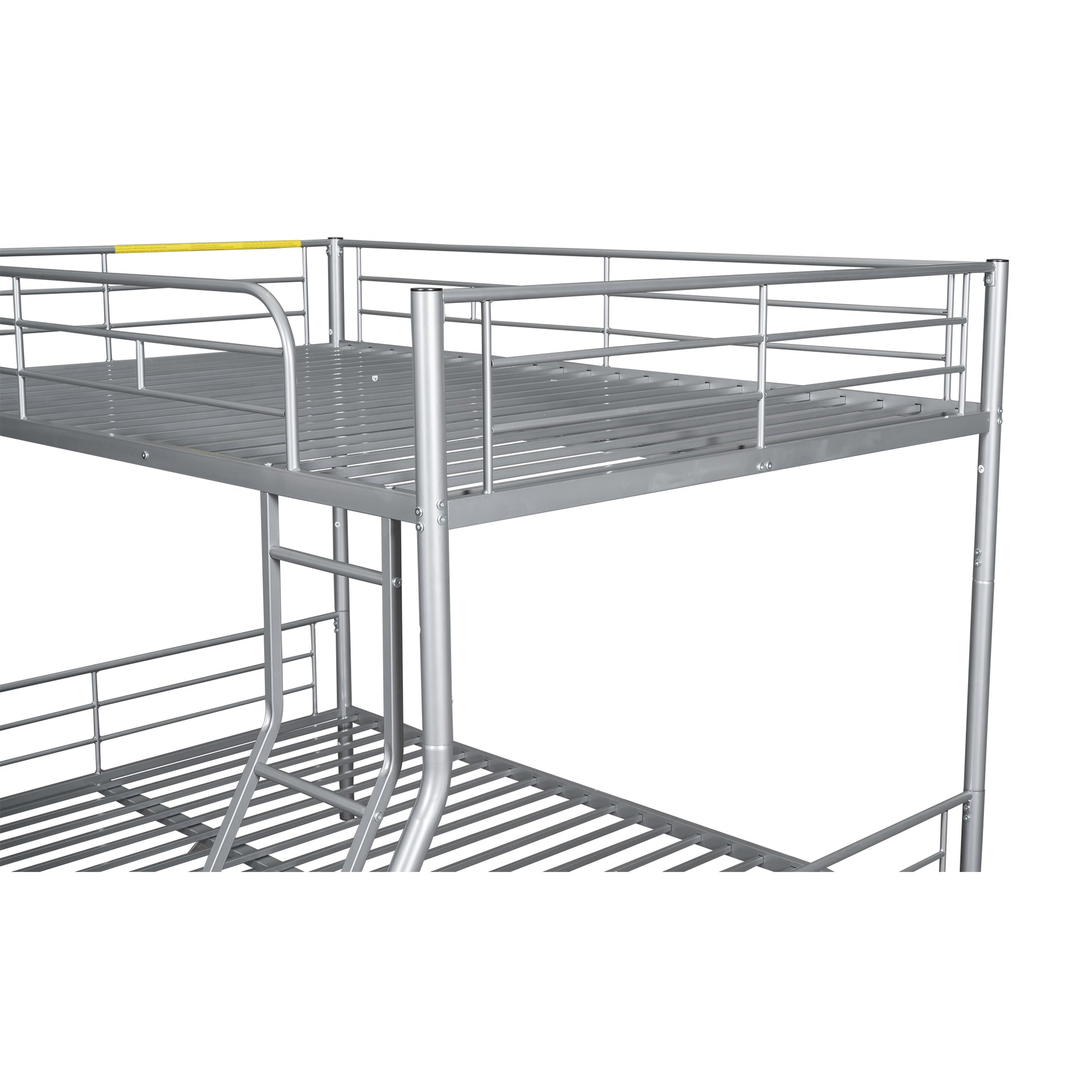 Full Xl Over Queen Metal Bunk Bed With Trundle, Silver Full Xl Silver Iron