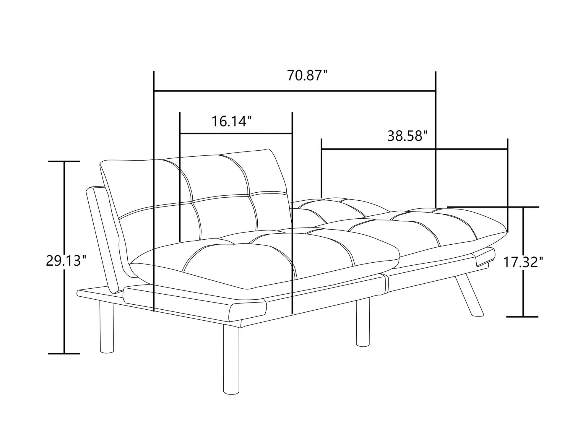 Leatehr Feeling Brown Convertible Folding Modern Sofa Bed White Wood Primary Living Space Light Duty Pine 2 Seat Brown Microfiber Medium Firm Pillow Back Modern Pillow Top Arms Foam Upholstered