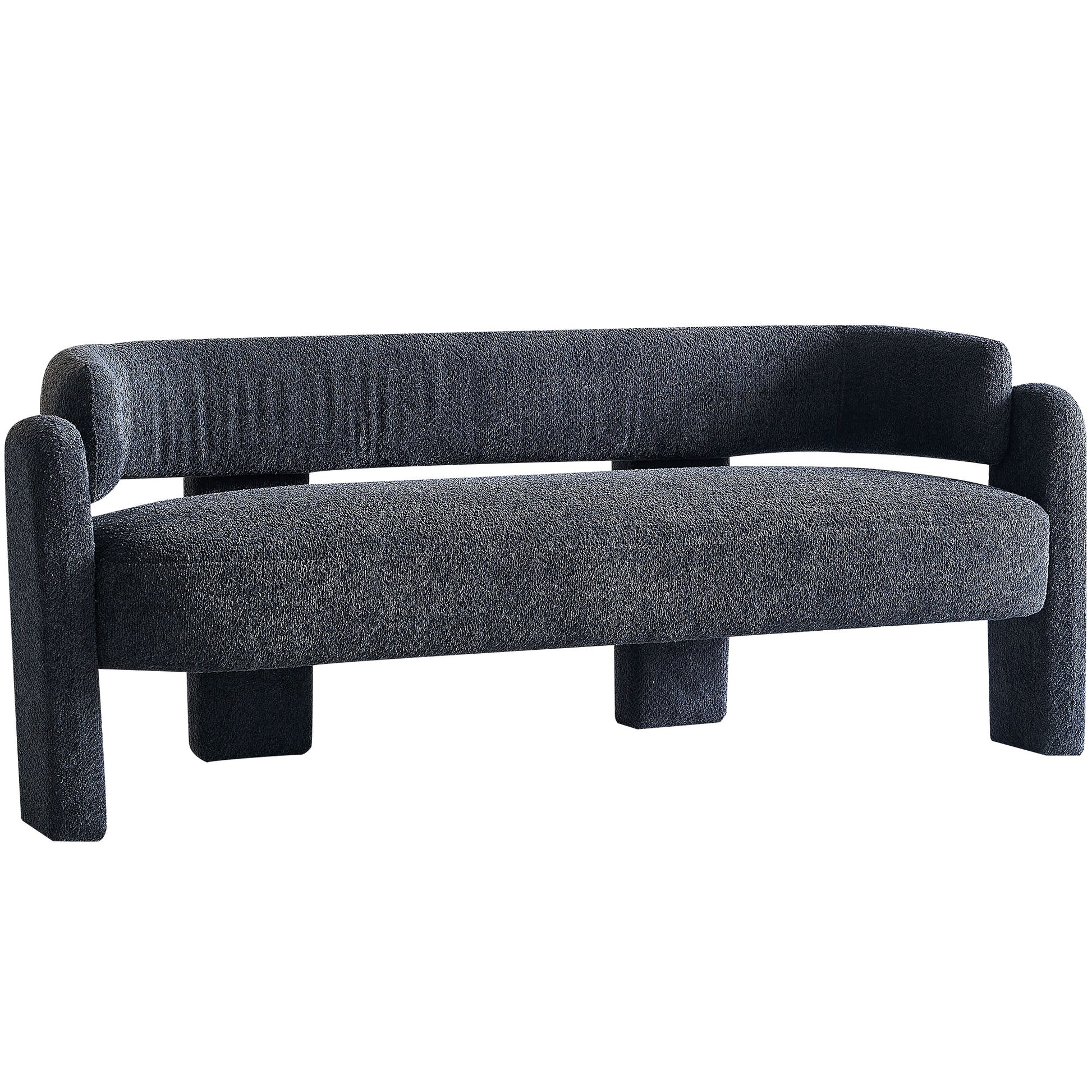 75.59" Wide Boucle Upholstery Modern Sofa For Living Room Dark Grey Dark Grey Polyester Wood Primary Living Space Tight Back Modern Rolled Arms Foam Boucle 1 Seat