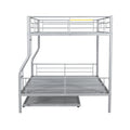 Full Xl Over Queen Metal Bunk Bed With Trundle, Silver Full Xl Silver Iron