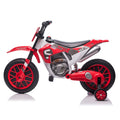 12V Kids Ride On Toy Motorcycle, Electric Motor Toy Bike With Training Wheels For Kids 3 6, Red Red Polypropylene