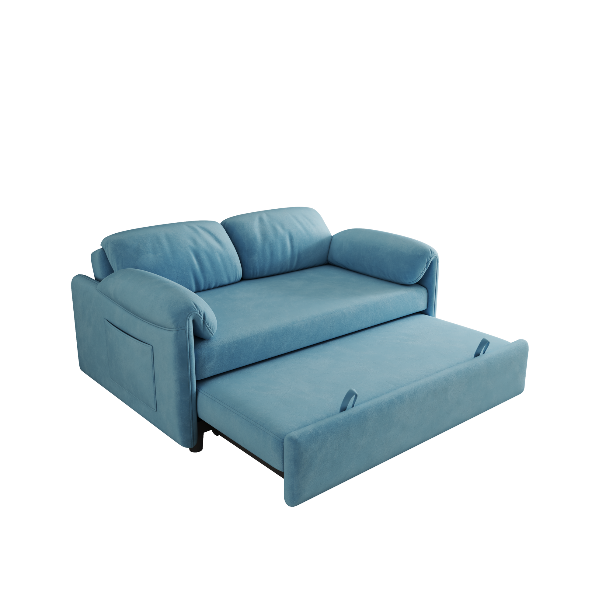 54 "Velvet Blue Sofa Sofa Bed Dual Purpose Living Room Retractable Bed Blue Velvet