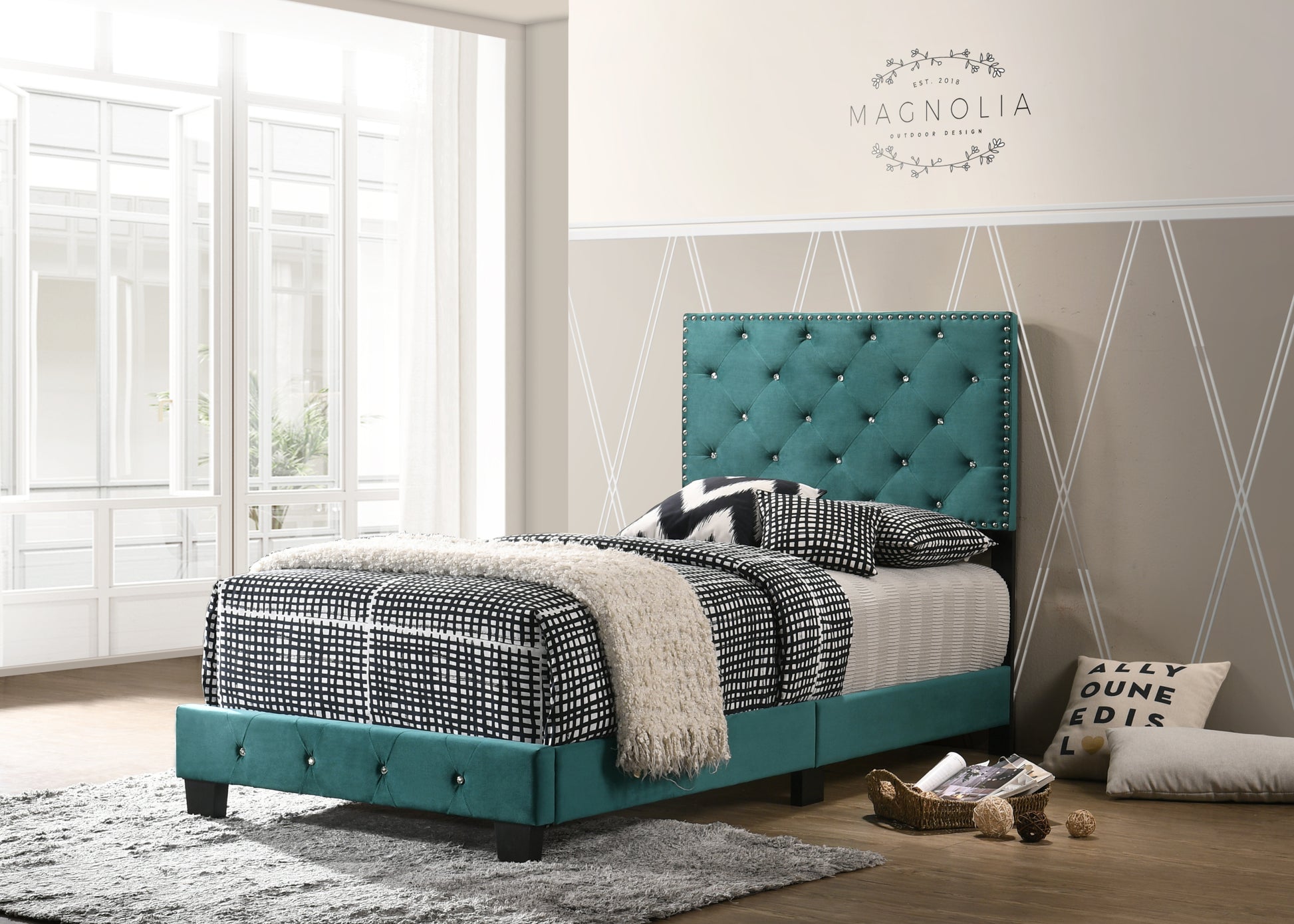 Suffolk G1404 Tb Up Twin Bedgreen Green Foam Velvet