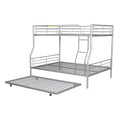 Full Xl Over Queen Metal Bunk Bed With Trundle, Silver Full Xl Silver Iron