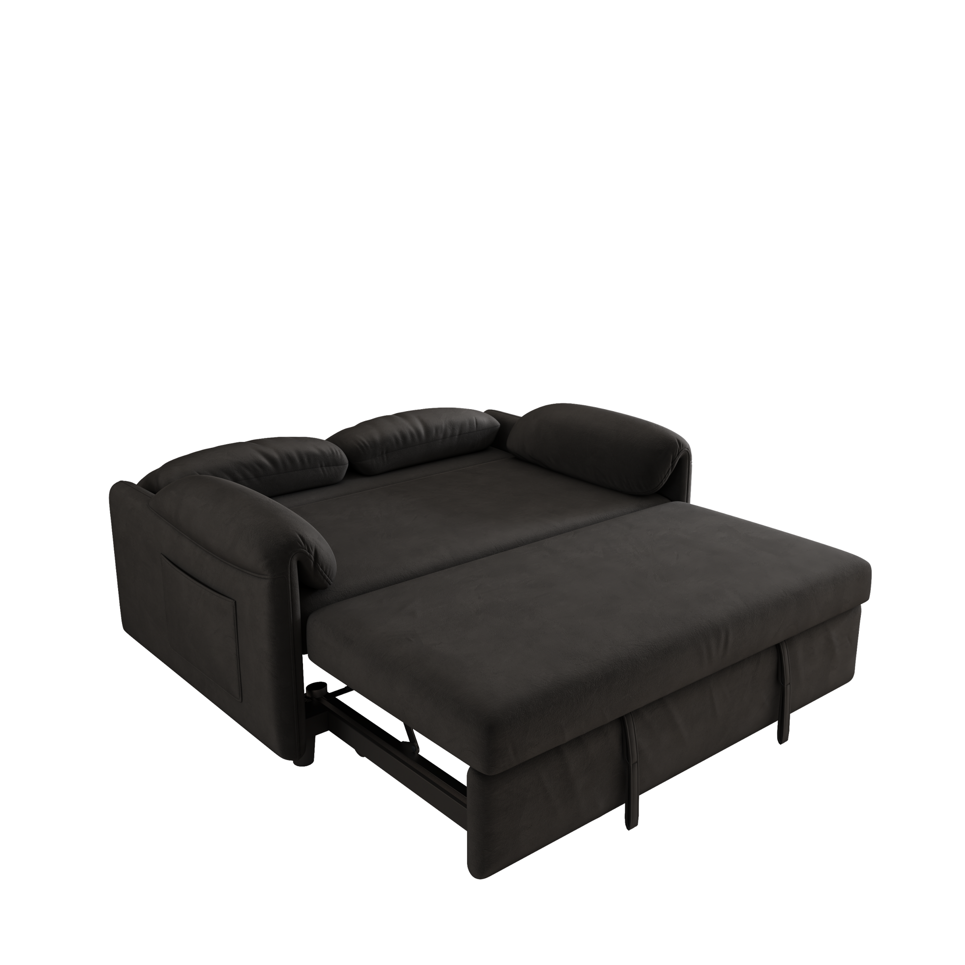 54 Inch Velvet Sofa Sofa Bed Dual Purpose Living Room Retractable Bed Black Sofa Black Velvet