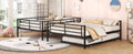 Full Xl Over Queen Metal Bunk Bed With Trundle, Black Full Xl Black Iron