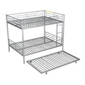 Full Over Full Metal Bunk Bed With Trundle, Silver Silver Iron