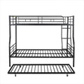 Full Xl Over Queen Metal Bunk Bed With Trundle, Black Full Xl Black Iron