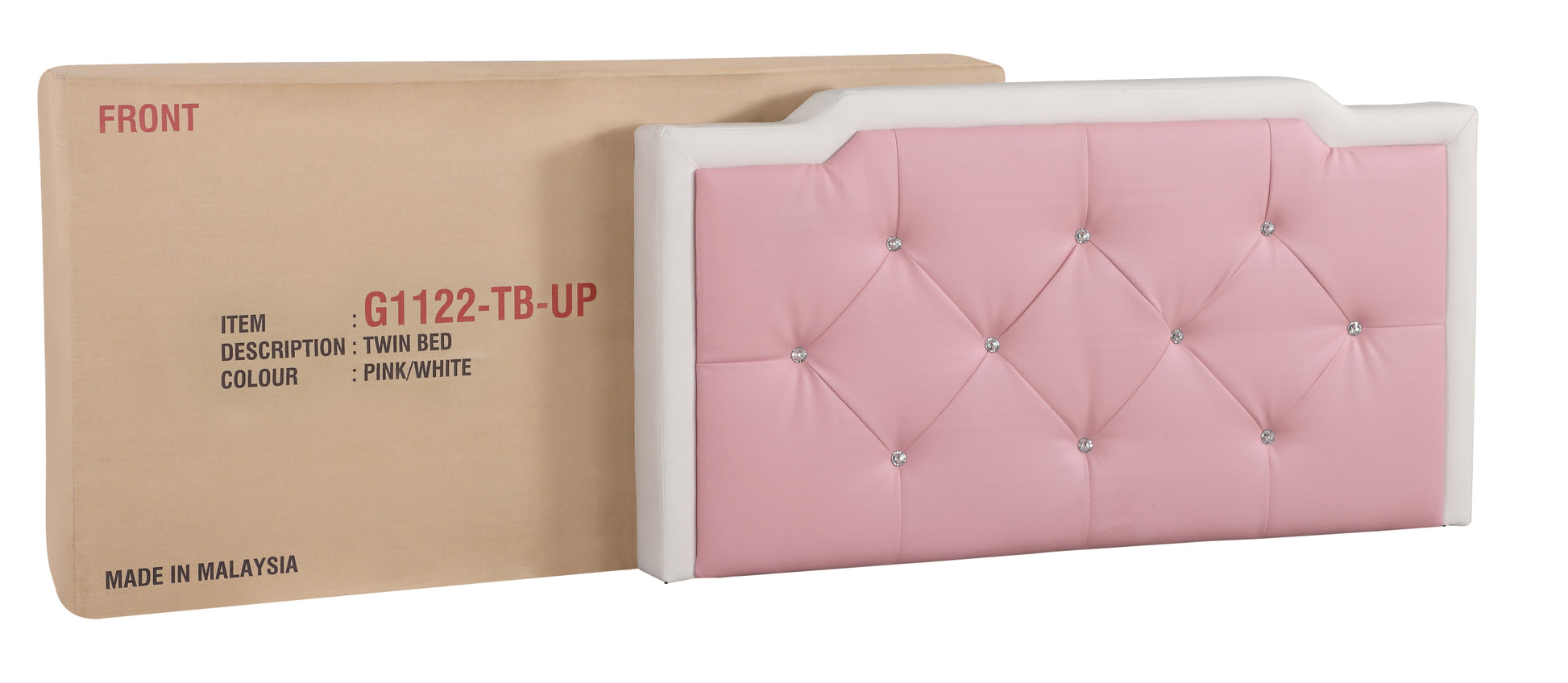 Deb G1122 Tb Up Twin Bed All In One Boxwhite And Pink Box Spring Required Twin White Foam Pu