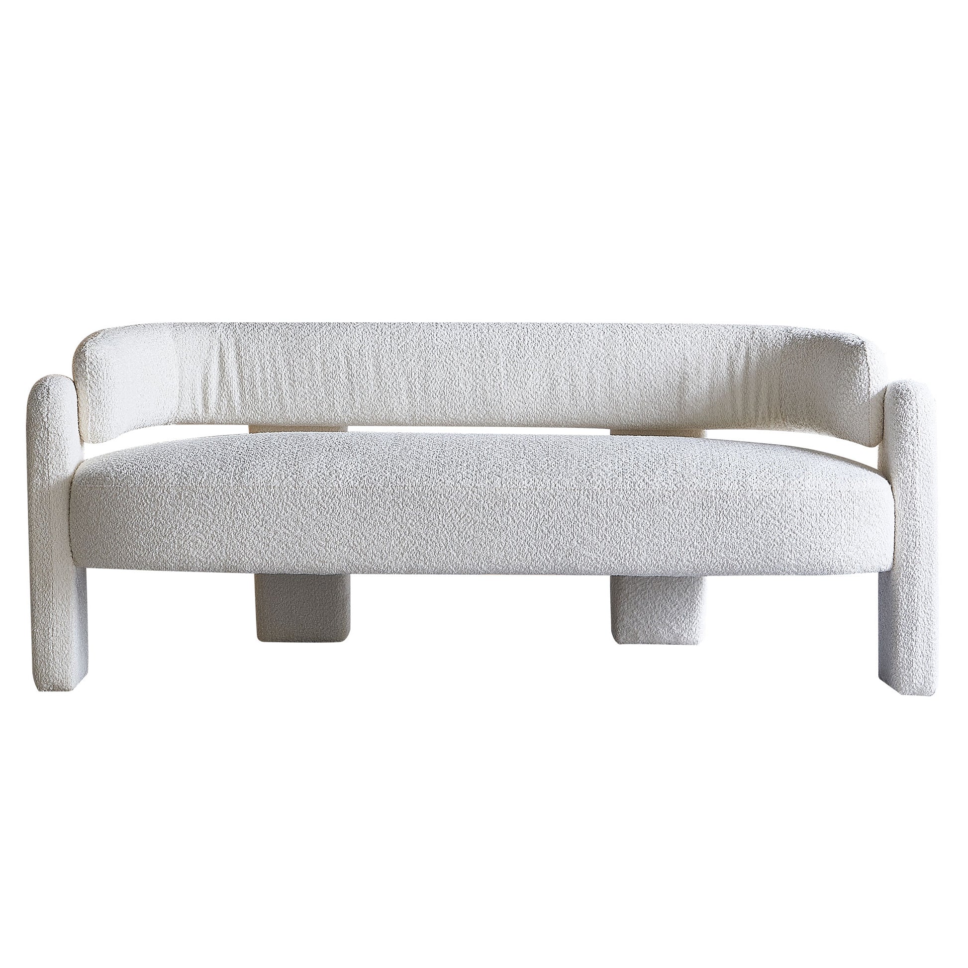 75.59" Wide Boucle Upholstery Modern Sofa For Living Room Beige Beige Polyester Wood Primary Living Space Tight Back Modern Rolled Arms Foam Boucle 1 Seat