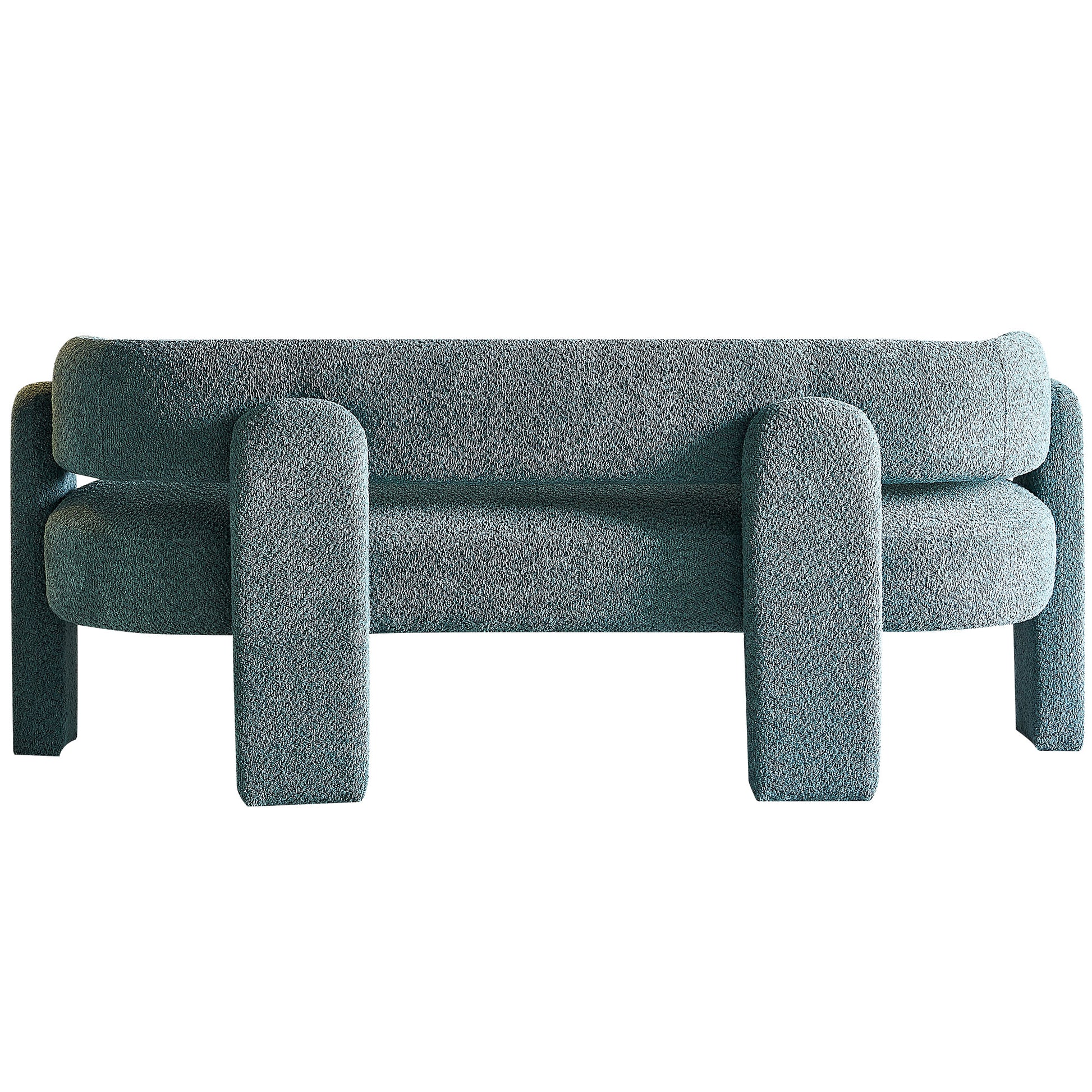 75.59" Wide Boucle Upholstery Modern Sofa For Living Room Green Green Polyester Wood Primary Living Space Tight Back Modern Rolled Arms Foam Boucle 1 Seat