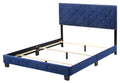 Noble Navy Queen Bed With Transitional Flair Navy Blue Foam Velvet