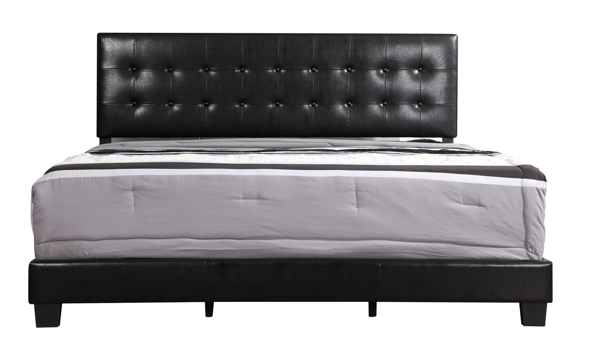 Caldwell G1304 Qb Up Queen Bedblack Box Spring Required Queen Black Foam Faux Leather Pu