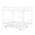 Full Over Full Metal Bunk Bed With Trundle, White White Iron