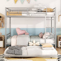 Full Over Full Metal Bunk Bed With Trundle, Silver Silver Iron