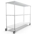 3 Tier Standing Shelf Units, 3000 Lbs Nsf Height Adjustable Metal Garage Storage Shelves With Wheels, Heavy Duty Storage Rack Metal Shelves Black 3T 2472 Chrome Chrome Iron Plastic