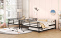 Full Xl Over Queen Metal Bunk Bed With Trundle, Black Full Xl Black Iron