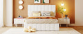 Full Size Upholstered Platform Bed With A Hydraulic Storage System White White Upholstered