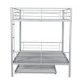 Full Over Full Metal Bunk Bed With Trundle, Silver Silver Iron