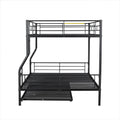 Full Xl Over Queen Metal Bunk Bed With Trundle, Black Full Xl Black Iron