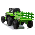 12V Kids Ride On Tractor With Trailer, Battery Powered Electric Car W Music, Usb, Music, Led Lights, Vehicle Toy For 3 To 6 Ages, Light Green Light Green Polypropylene