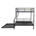 Full Xl Over Queen Metal Bunk Bed With Trundle, Black Full Xl Black Iron