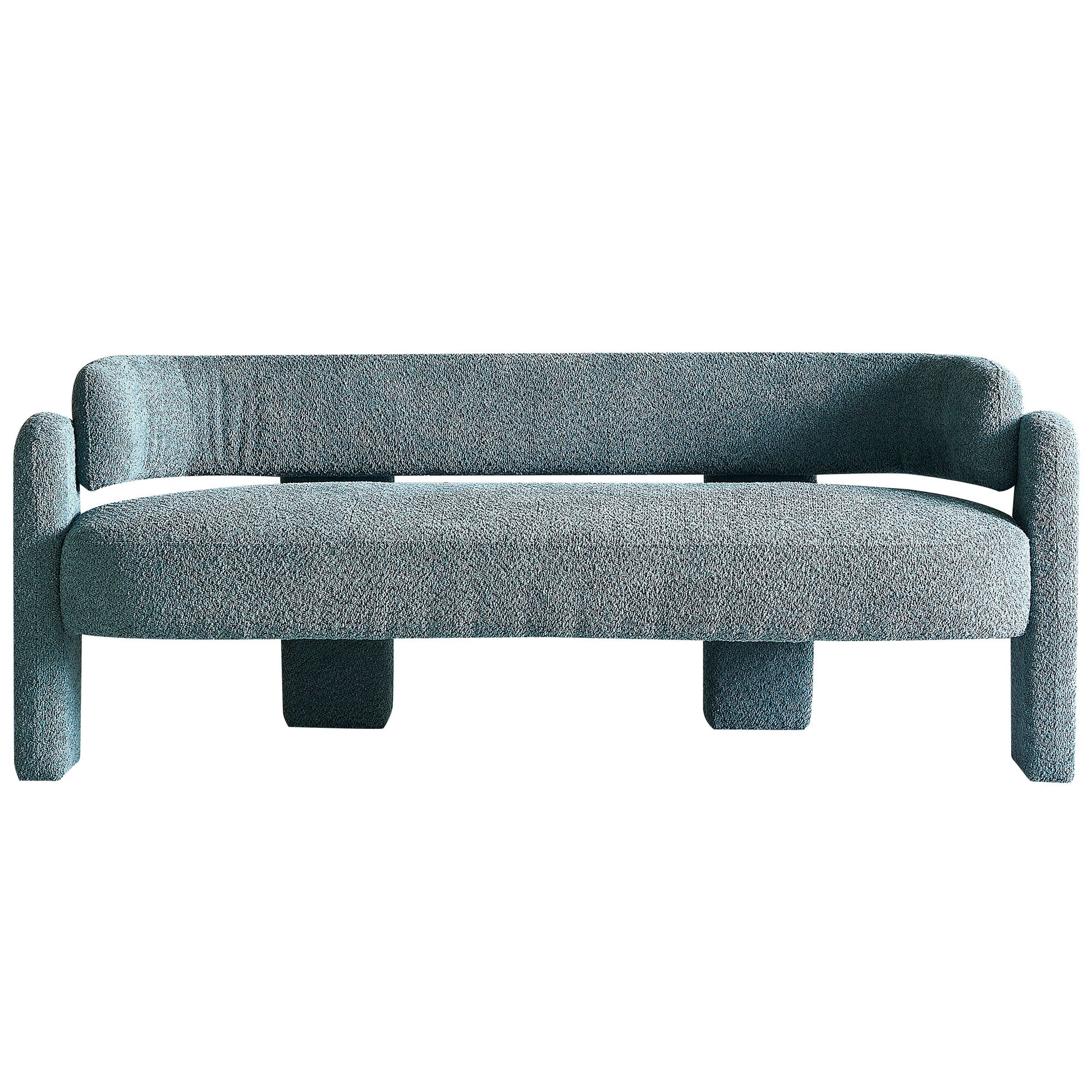 75.59" Wide Boucle Upholstery Modern Sofa For Living Room Green Green Polyester Wood Primary Living Space Tight Back Modern Rolled Arms Foam Boucle 1 Seat