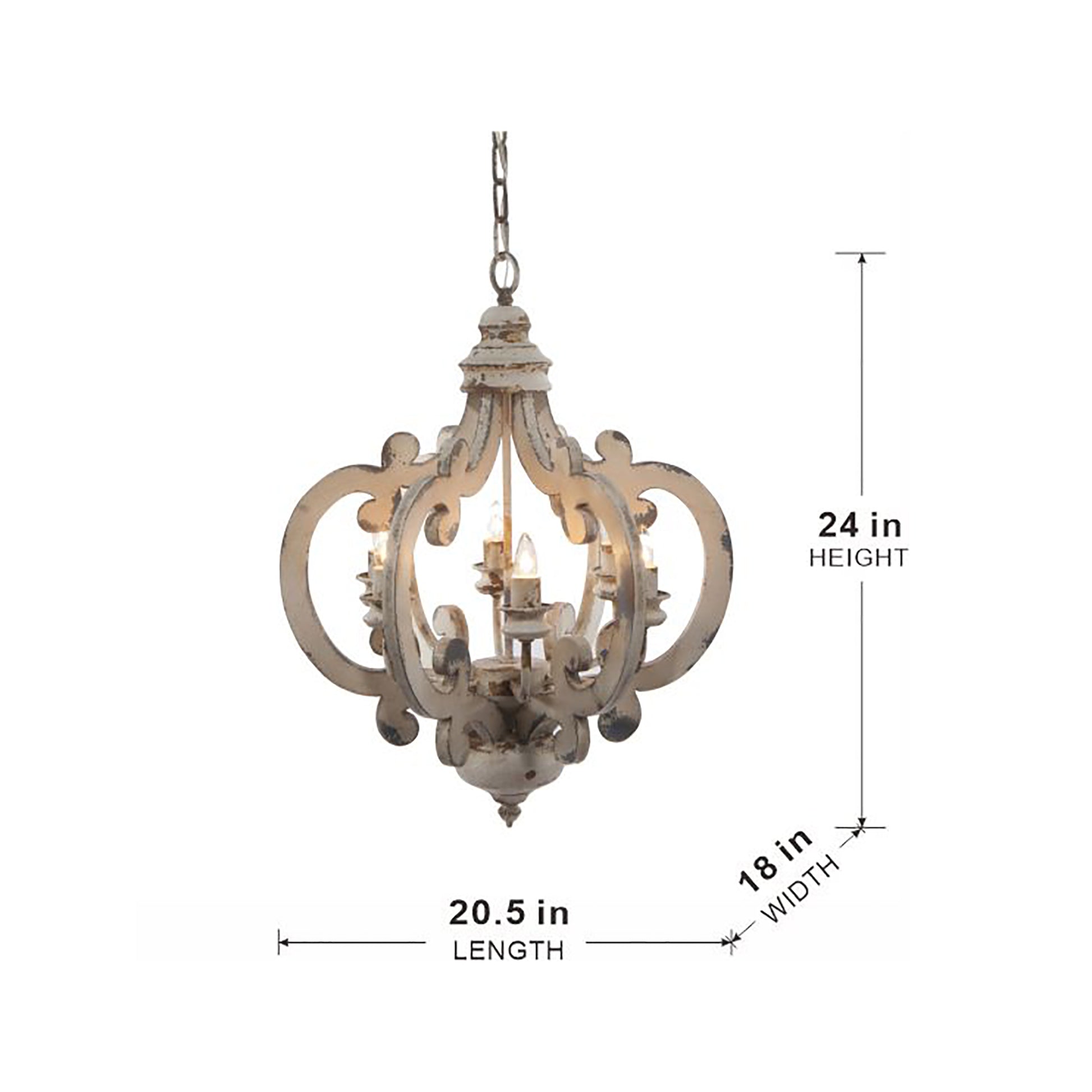 French Country Wood Chandelier, 6 Light Farmhouse Pendant Light Fixture With Adjustable Chain For Kitchen Foyer Hallway Entryway, Bulb Not Included Beige Mdf Metal