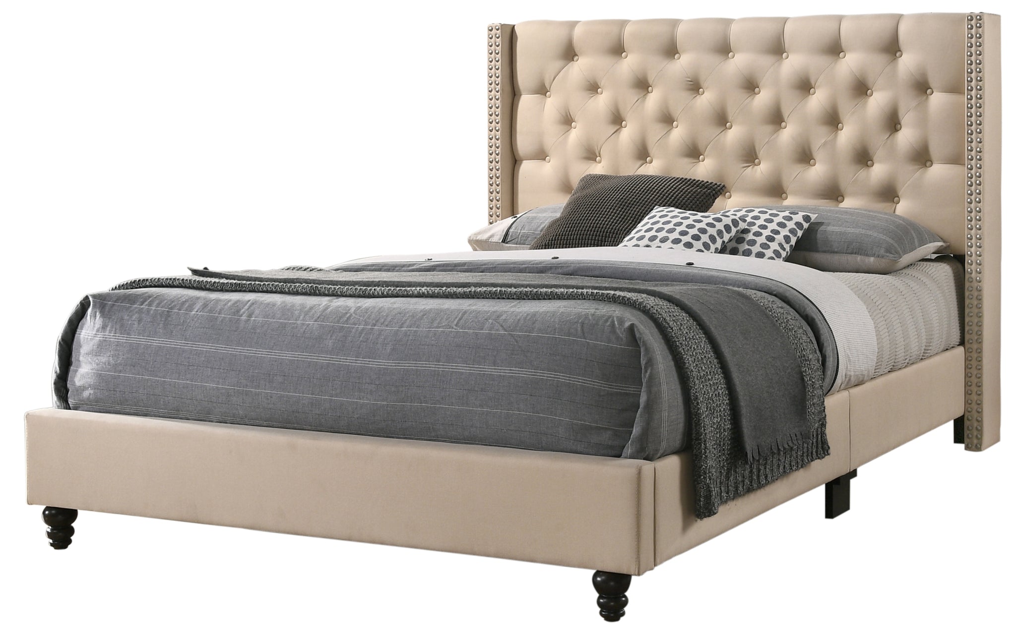 Julie G1903 Kb Up King Upholstered Bedbeige Beige Foam Fabric