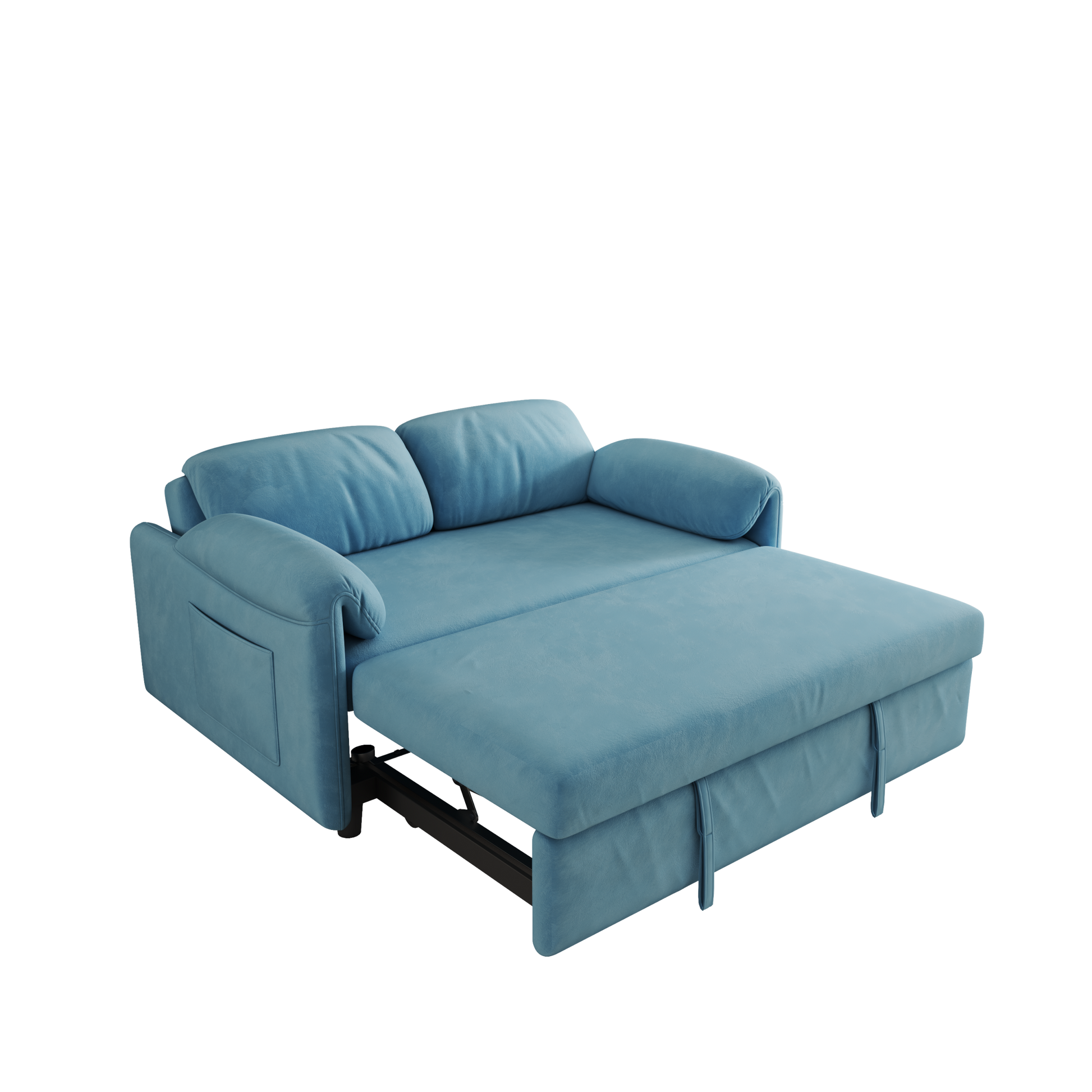 54 "Velvet Blue Sofa Sofa Bed Dual Purpose Living Room Retractable Bed Blue Velvet