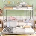 Full Xl Over Queen Metal Bunk Bed With Trundle, Silver Full Xl Silver Iron