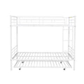 Full Over Full Metal Bunk Bed With Trundle, White White Iron