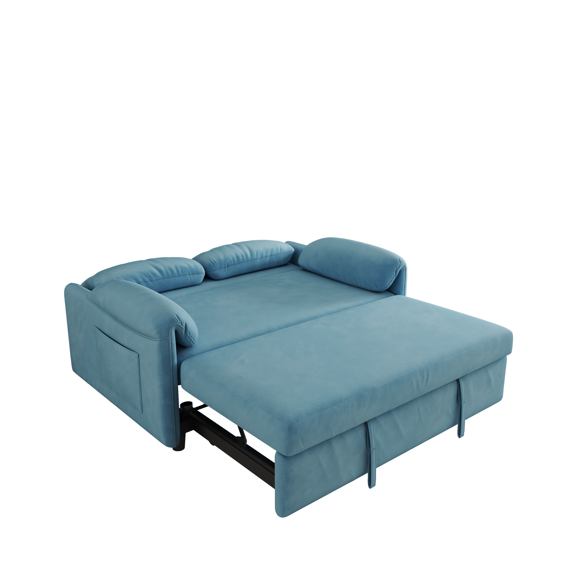 54 "Velvet Blue Sofa Sofa Bed Dual Purpose Living Room Retractable Bed Blue Velvet